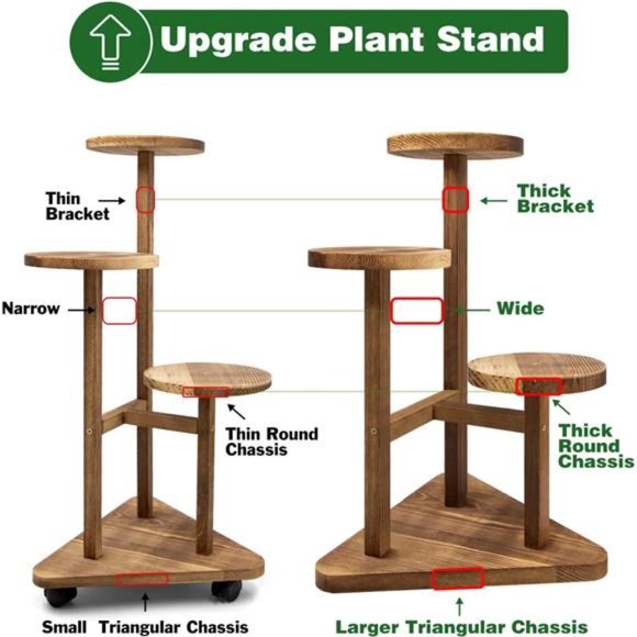 3 Tier Plant Stand, Tall Wood Plant Shelf Holder for Indoor Plants - Picture 2 of 7